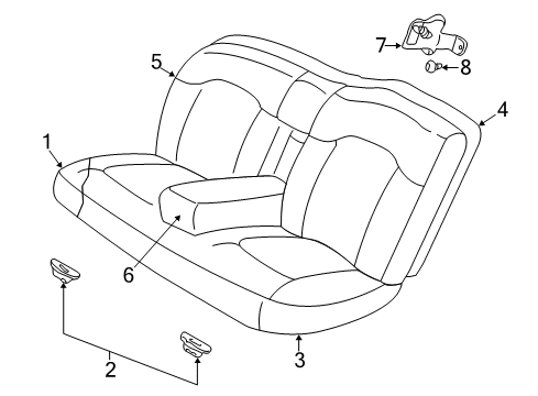 2005 Dodge Stratus Rear Seat Components Rear Seat Cushion Diagram for YB621L5AA