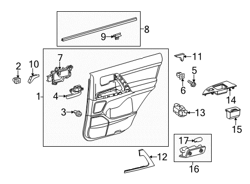 2017 Toyota Land Cruiser Interior Trim - Rear Door Bezel Diagram for 69288-60012-C0