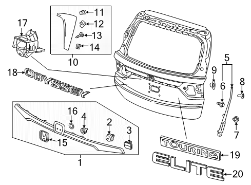 2021 Honda Odyssey Parking Aid CLIP, T/GATE GARN Diagram for 91514-THR-A11