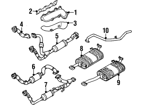 1997 Isuzu Trooper Exhaust Components, Exhaust Manifold Gasket, Exhuast Manifold Diagram for 8-97104-316-0