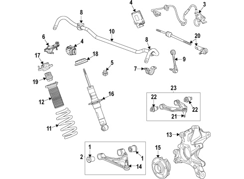 2021 Chevrolet Corvette Rear Suspension, Lower Control Arm, Upper Control Arm, Ride Control, Stabilizer Bar, Suspension Components Link Arm Diagram for 84911266