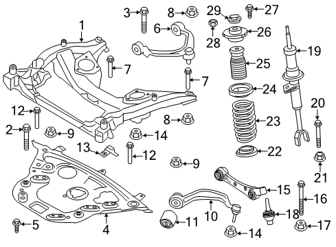 2012 BMW 535i xDrive Front Suspension Components, Lower Control Arm, Upper Control Arm, Stabilizer Bar Screw, Self Tapping Diagram for 31106783907