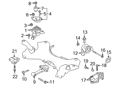 2015 Hyundai Santa Fe Engine & Trans Mounting Bolt Diagram for 1123410206K