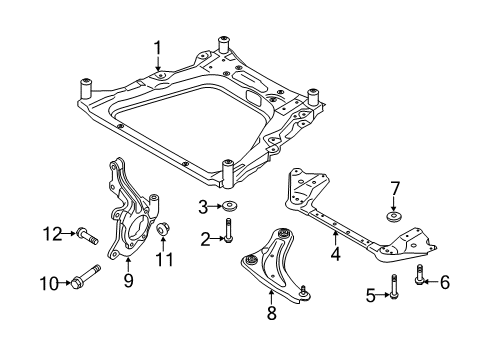 2015 Nissan Juke Front Suspension, Lower Control Arm, Stabilizer Bar, Suspension Components Stay Assy-Front Suspension Member Diagram for 544C4-1KA0B