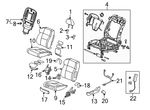 2009 Acura RDX Front Seat Components Cover, Inner-Reclining (Upper) (Gray) Diagram for 81243-TA0-A71ZD