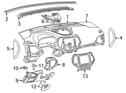 2018 Jeep Cherokee Instrument Panel Components Bezel-Instrument Panel Diagram for 6MC921S5AB