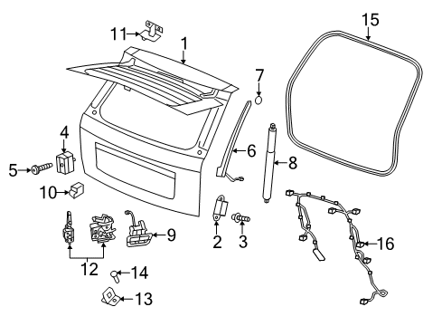 2011 Jeep Grand Cherokee Lift Gate Lift-Gate Hinge Right Diagram for 55113562AG