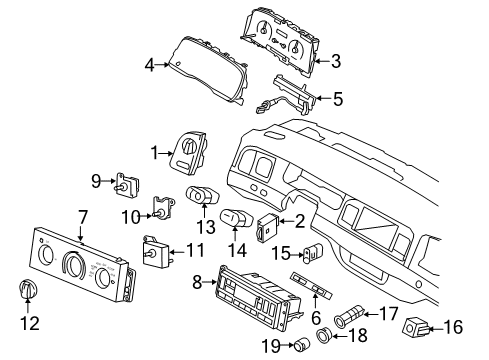 2007 Mercury Grand Marquis Cluster & Switches Instrument Cluster Diagram for 7W3Z-10849-CA