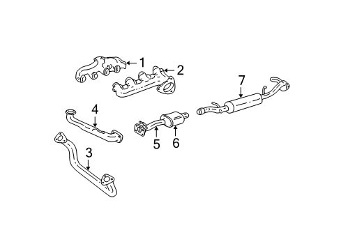 1996 Chevrolet C3500 Exhaust Components, Exhaust Manifold Exhaust Muffler Assembly (W/ Tail Pipe) *Marked Print Diagram for 15991759