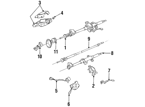 1989 Nissan Pulsar NX Ignition Lock Shaft Steer Column Diagram for 48820-04Y00