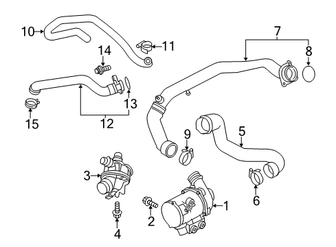 2012 BMW X5 Water Pump Thermostat Inlet Water Hose Diagram for 11537589949