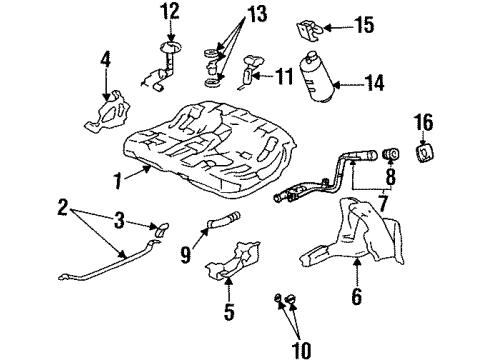 1992 Honda Prelude Fuel Supply Canister Assembly Diagram for 17300-SS0-A31