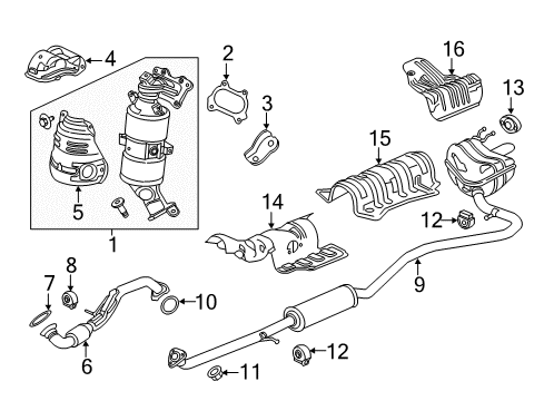 2016 Honda Civic Exhaust Components Cover Comp, Chambe Diagram for 18120-5BA-A00