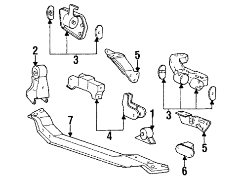 1995 Hyundai Scoupe Engine Mounting Bolt Diagram for 11404-10801