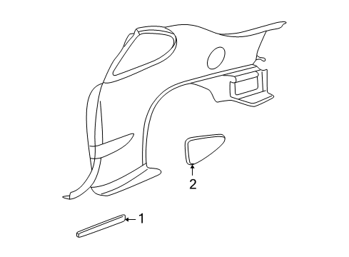 2000 Oldsmobile Alero Exterior Trim - Quarter Panel Molding Asm, Quarter Panel Center *Primed Diagram for 88898961