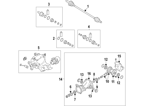 2020 Hyundai Palisade Rear Axle, Axle Shafts & Joints, Differential, Drive Axles, Propeller Shaft Bearing-Differential Diagram for 530664G500