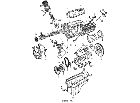 1991 Ford E-350 Econoline Engine Parts, Mounts, Cylinder Head & Valves, Camshaft & Timing, Oil Pan, Oil Pump, Crankshaft & Bearings, Pistons, Rings & Bearings Damper Diagram for E7TZ-6312-A