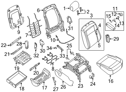 2018 Nissan NV2500 Front Seat Components ESCUTCHEON Diagram for 87332-1PA0A