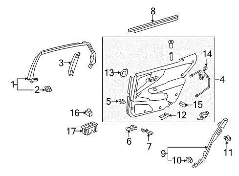 2019 Lexus LS500 Interior Trim - Rear Door Panel Assembly, Rear Door Diagram for 67630-5AD10-29