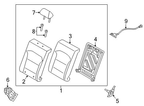 2018 Hyundai Elantra Rear Seat Components Pad Assembly-Rear Seat Back, LH Diagram for 89350-F2100