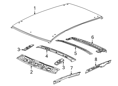 2015 Chevrolet Spark Roof & Components Inner Rail Diagram for 95063127