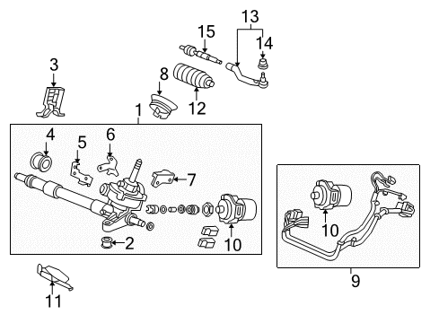 2008 Honda Civic Steering Gear & Linkage End, Rack Diagram for 53610-SNR-A01