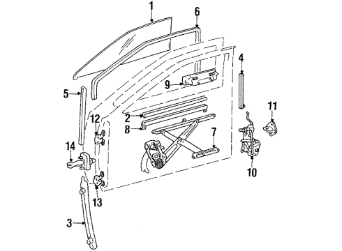 1984 Toyota Corolla Door - Glass & Hardware Cylinder & Key Set, Door Lock, LH Diagram for 69052-12190