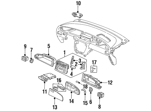 1998 Honda Odyssey Cluster & Switches, Instrument Panel Holder Assembly, Cup (Dark Fern) Diagram for 77230-SX0-A02ZD
