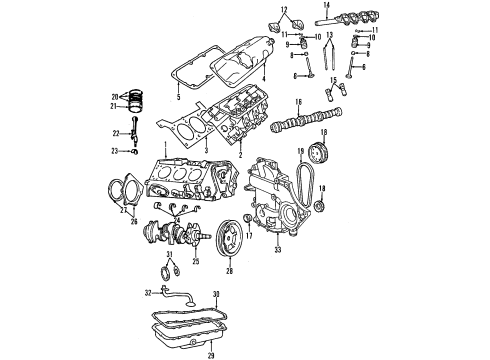 2000 Dodge Grand Caravan Engine Parts, Mounts, Cylinder Head & Valves, Camshaft & Timing, Oil Pan, Oil Pump, Crankshaft & Bearings, Pistons, Rings & Bearings Gasket-Cylinder Head Diagram for 4694517AA