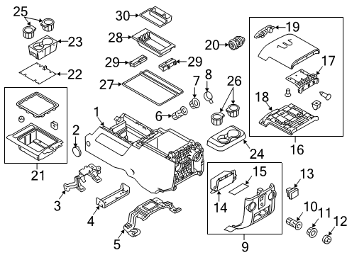 2013 Ford F-350 Super Duty Front Console Cup Holder Insert Diagram for CC3Z-2813562-AA