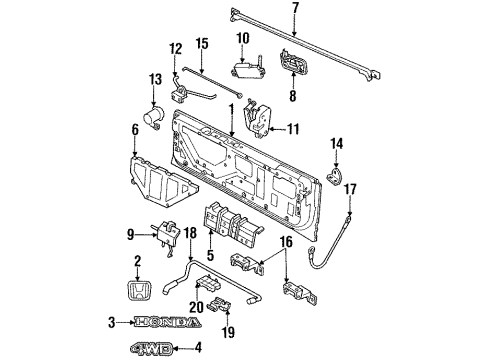 1997 Honda Passport Tail Gate Handle, Back Door (Outer) Diagram for 8-97087-431-1
