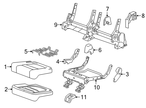 2018 GMC Acadia Third Row Seats Seat Support Diagram for 84100570