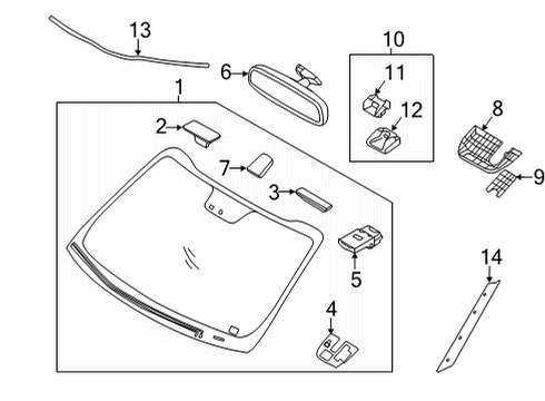 2021 Kia Seltos Lane Departure Warning Windshield Glass Diagram for 86111Q5110