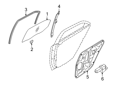 2013 Hyundai Elantra Rear Door Run-Rear Door Window Glass, RH Diagram for 83540-3X000