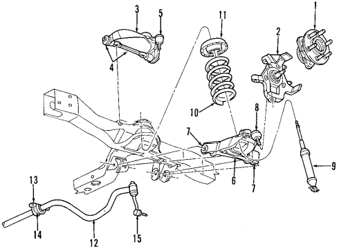 2000 Dodge Dakota Front Suspension Components, Lower Control Arm, Upper Control Arm, Stabilizer Bar BUSHING-SWAY Bar Diagram for 52088125AB