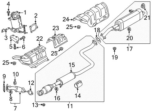 2017 Hyundai Elantra Exhaust Components Catalyst Case Assembly Diagram for 28530-2B710