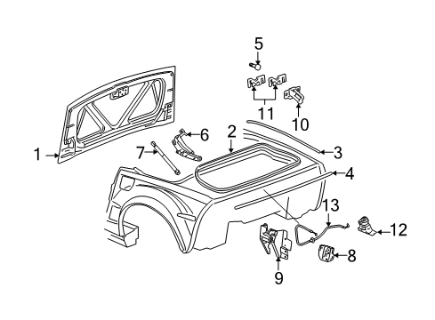 2011 Chevrolet Corvette Trunk Lid Rear Seal Diagram for 15881440