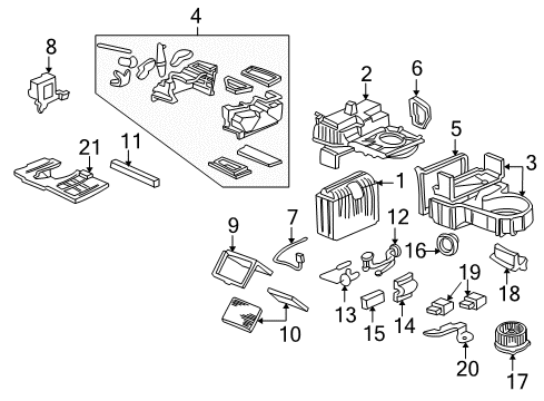 1997 Acura RL Air Conditioner Motor Assembly, Fresh/Recirculating Diagram for 79350-SZ3-A01