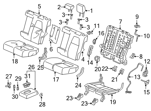 2019 Honda CR-V Rear Seat Components Plate, Rear Armrest Friction (Outer) Diagram for 82183-T0A-A01