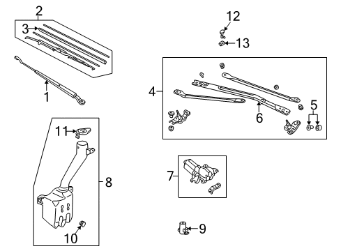 1996 Honda Civic Wiper & Washer Components Link, FR. Wiper Diagram for 76530-S01-A05