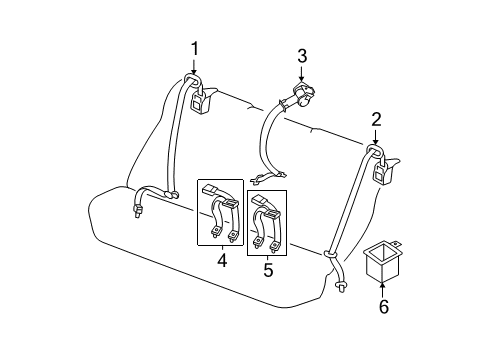 2001 Hyundai Elantra Rear Seat Belts 3Rd Rear Center Seat Belt Assembly Diagram for 89850-2D650-OH