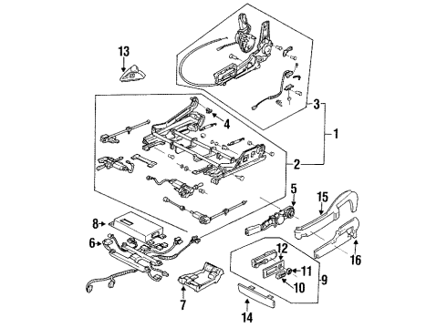 1993 Acura Legend Seat Assembly Cord Assembly, Driver Side Power Seat Diagram for 81711-SP0-A00