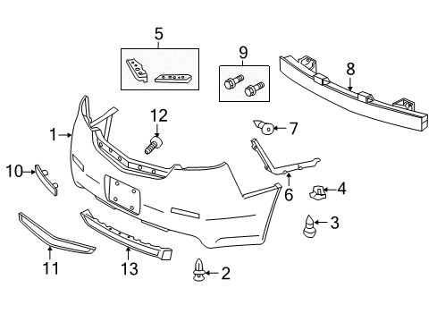 2012 Acura TL Rear Bumper Bracket, Right Rear Bumper Side Diagram for 71505-TK4-A00