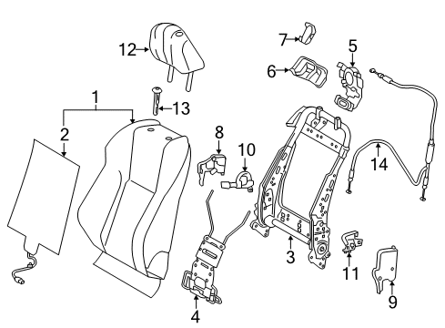 2021 Lexus RC300 Passenger Seat Components Frame Sub-Assembly, Front Seat Diagram for 71013-24121