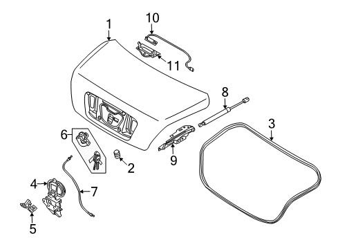 2009 Kia Amanti Trunk Trunk Lid Latch Assembly Diagram for 812303F500