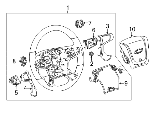 2018 Chevrolet Silverado 2500 HD Steering Column, Steering Wheel & Trim Steering Wheel Diagram for 84483749