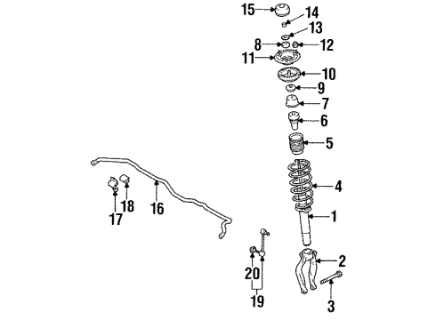 1994 Mitsubishi Galant Struts & Components - Front BUSHING-SWAY Bar Diagram for MR297501