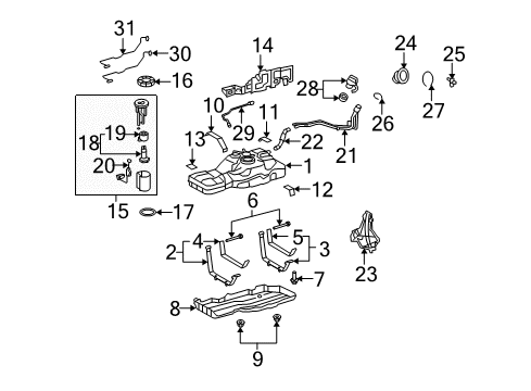 2014 Toyota FJ Cruiser Fuel Supply Pipe Shield O-Ring Diagram for 77391-02030