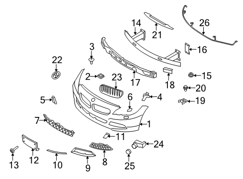 2009 BMW Z4 Front Bumper Open Grid, Right Diagram for 51117203798
