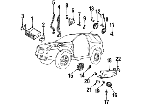 1999 Isuzu VehiCROSS Sound System Bracket (Right Hand) Diagram for 8-97107-582-2